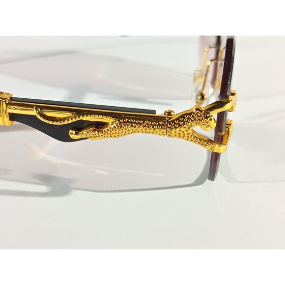 Luxury Rimless Sunglasses Women's Brown Tint - Picture 6 of 9